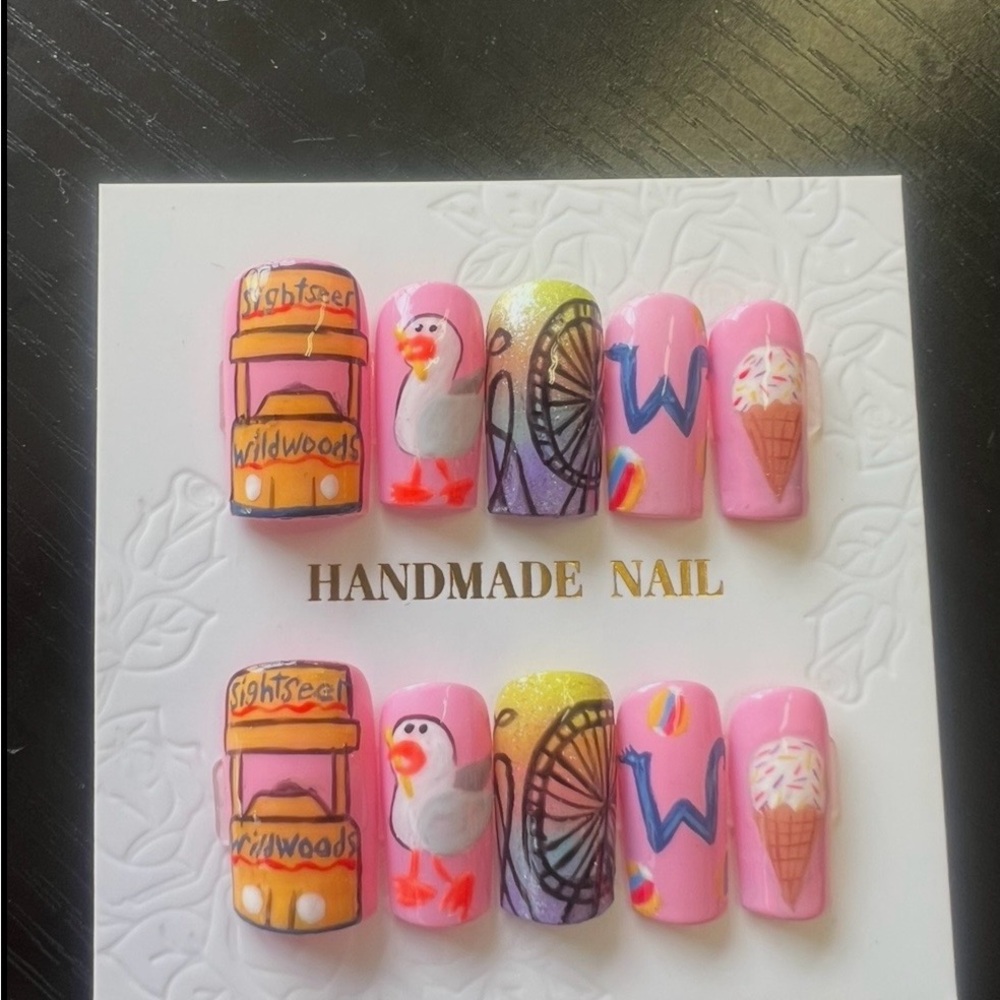 Handmade Pink and Yellow Nail Art Set